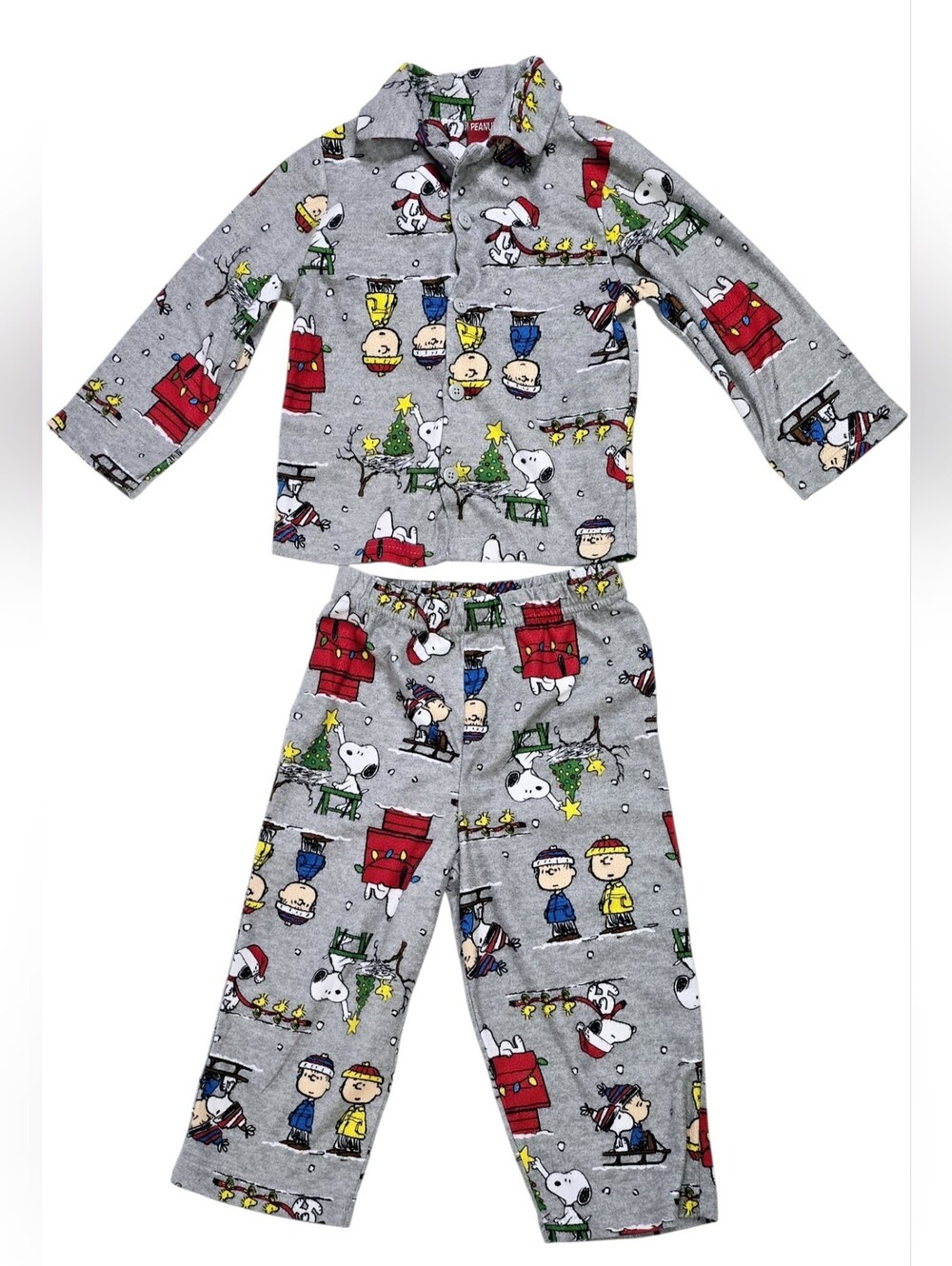 PEANUTS Charlie Brown Snoopy Christmas Toddler Pajamas 3T Sleepwear 2pc